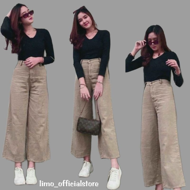 Jual Mozza Jeans Kulot Wanita Celana Bawahan Highwaist Kulot Jeans