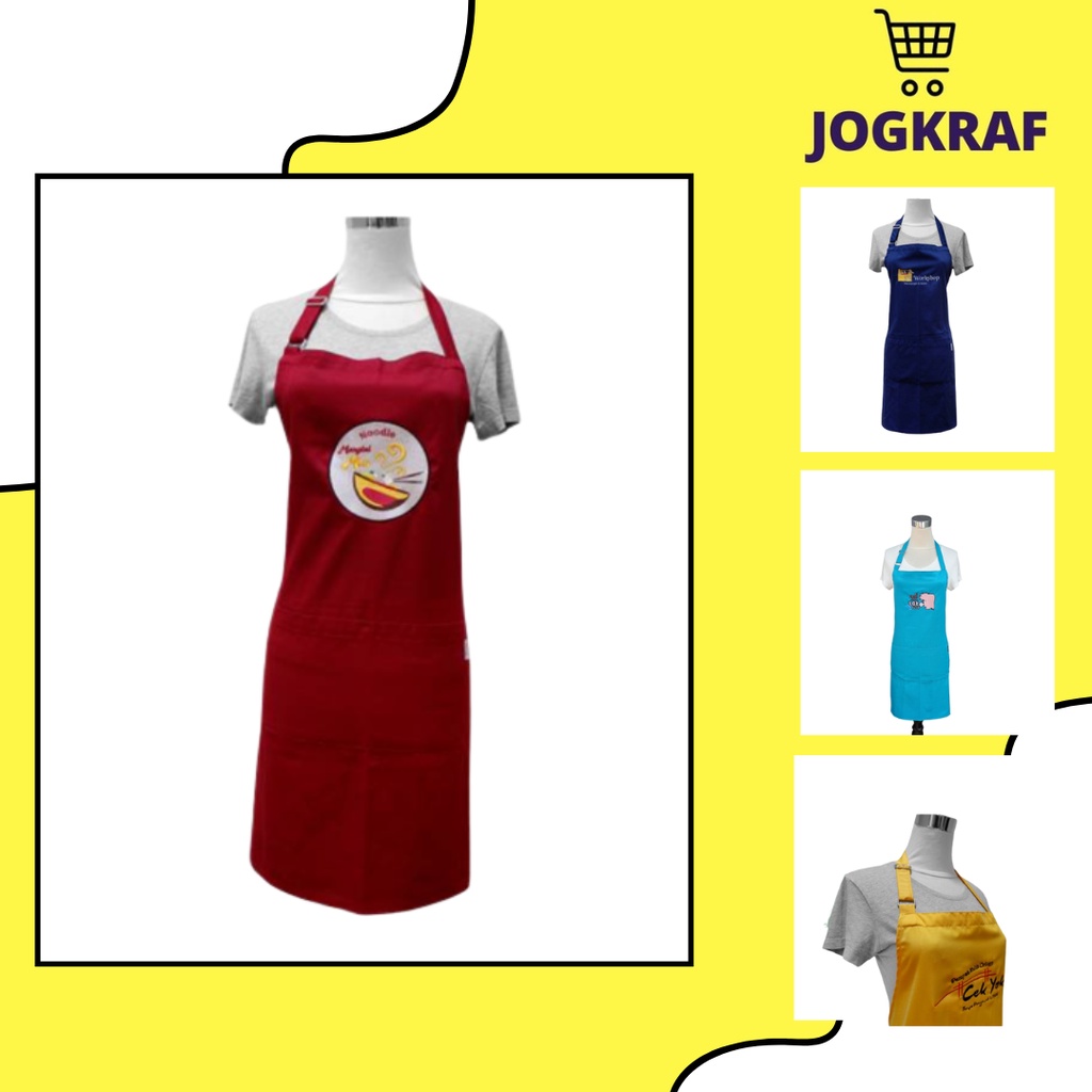 Jual Apron Celemek Klasik Custom Bordir Logo Shopee Indonesia