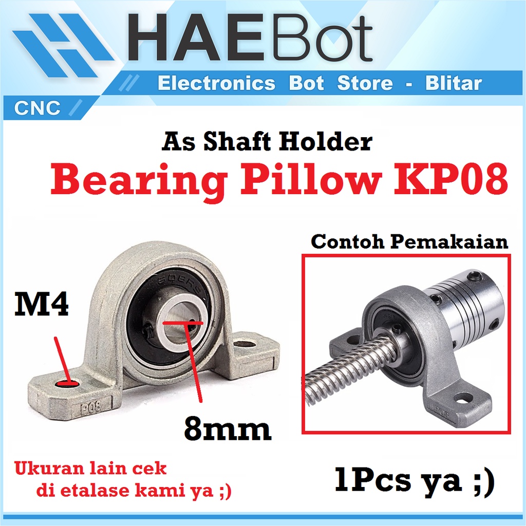 Jual [HAEBOT] Bearing Pillow Block KP08 8mm Bracket Holder As Shaft CNC