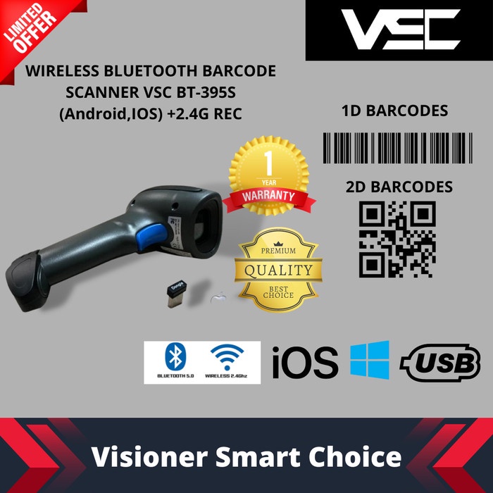 Jual Wireless Bluetooth Barcode Scanner Vsc Bt S Android Ios G Rec Shopee Indonesia