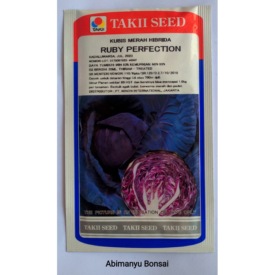 Jual Takii Seeds Ruby Perfection Hibrida Benih Kubis Merah 20 Gram