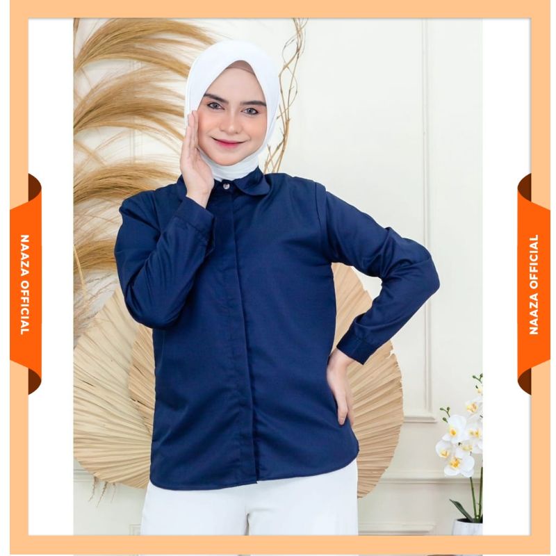 Kemeja Lengan Panjang Carelia Navy