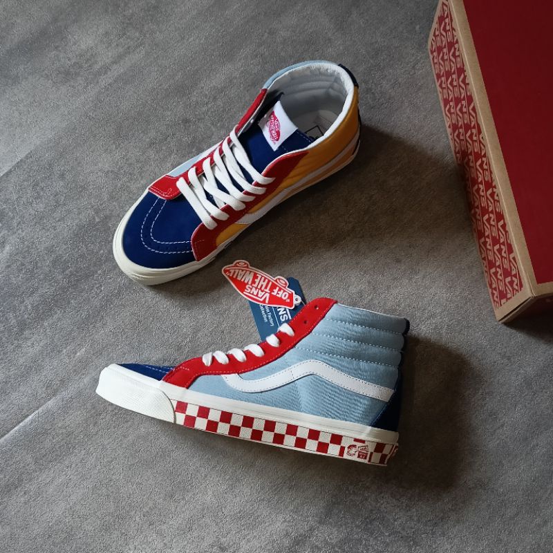 Jual VANS SK8 HI 38 ANAHEIM FACTORY COLOUR MIX LIGHT BLUE DARK BLUE WHITE CHECKBOARD Shopee Indonesia