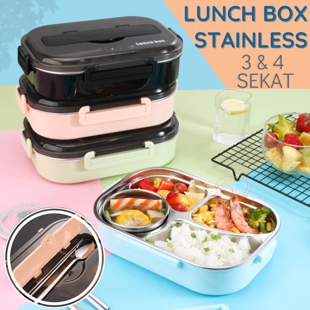 Jual Lunch Box Stainless Steel Kotak Makan Bento Tahan Panas Anti