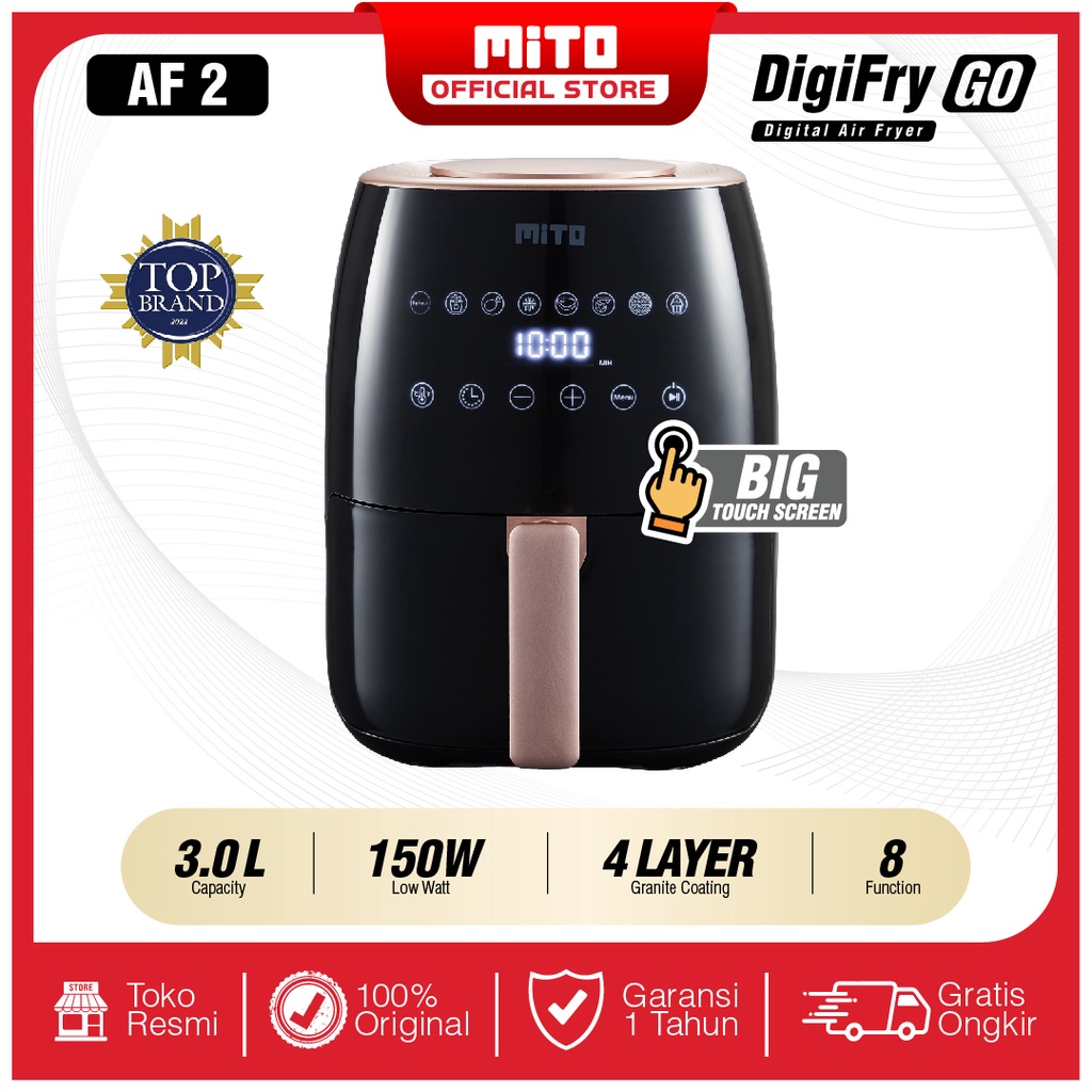 Jual MITO Air Fryer Digi Fry Go AF2 Touch Screen Low Watt Mesin