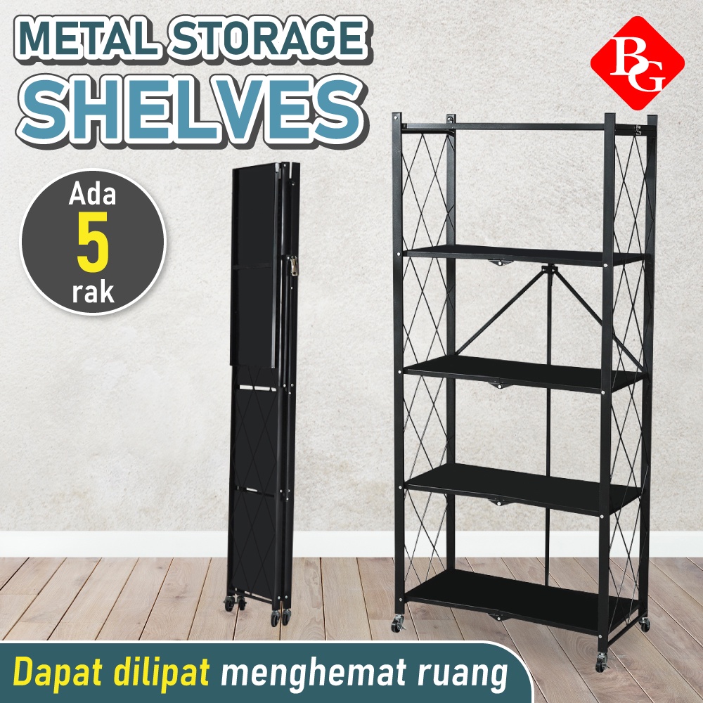 Jual BG SPORT Rak Penyimpanan Serbaguna Metal Storage 5 Tingkat Black ...