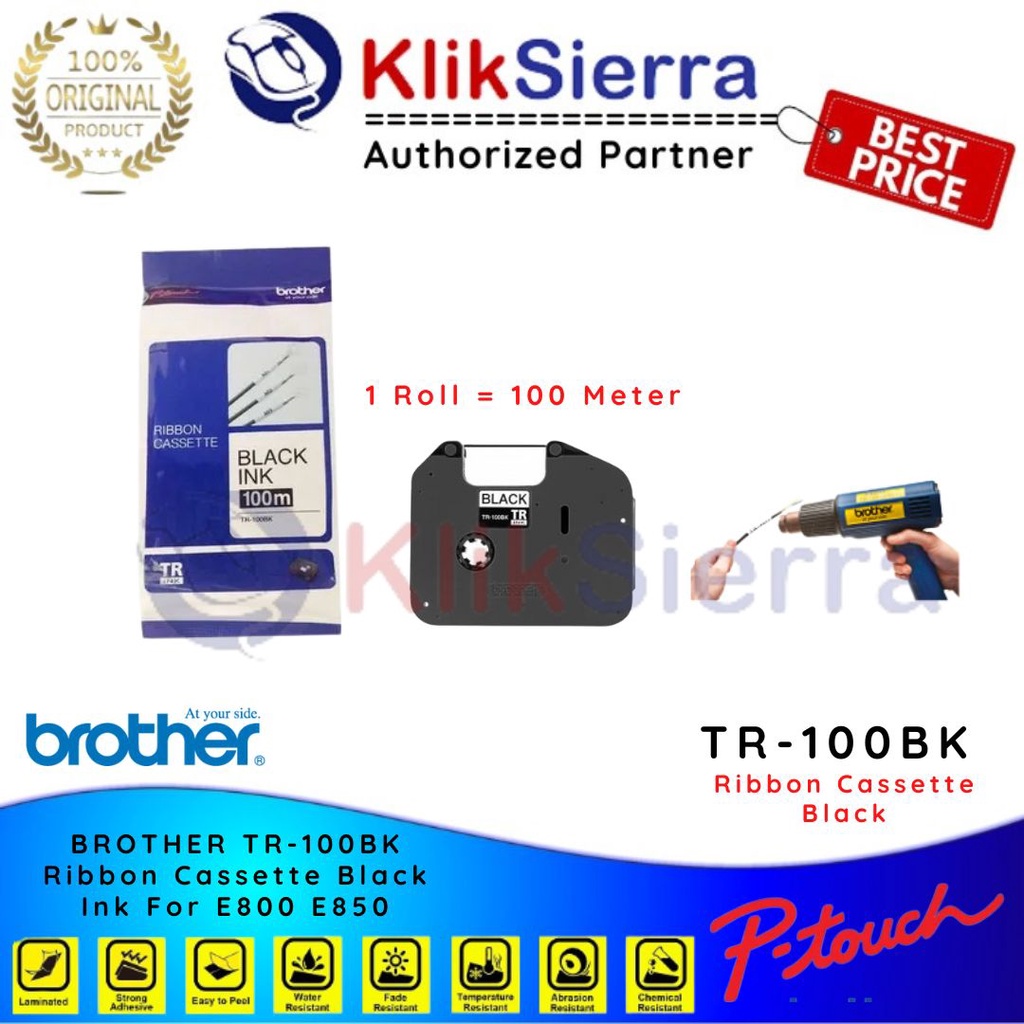 Jual BROTHER TR-100BK Ribbon Cassette Black Ink TR100 TR100BK For E800 ...