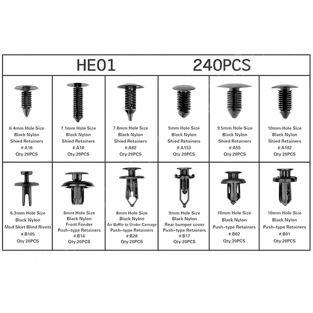 Jual Baut Rivet Mobil Universal 240 PCS Dengan Pengungkit / Baut Baud ...