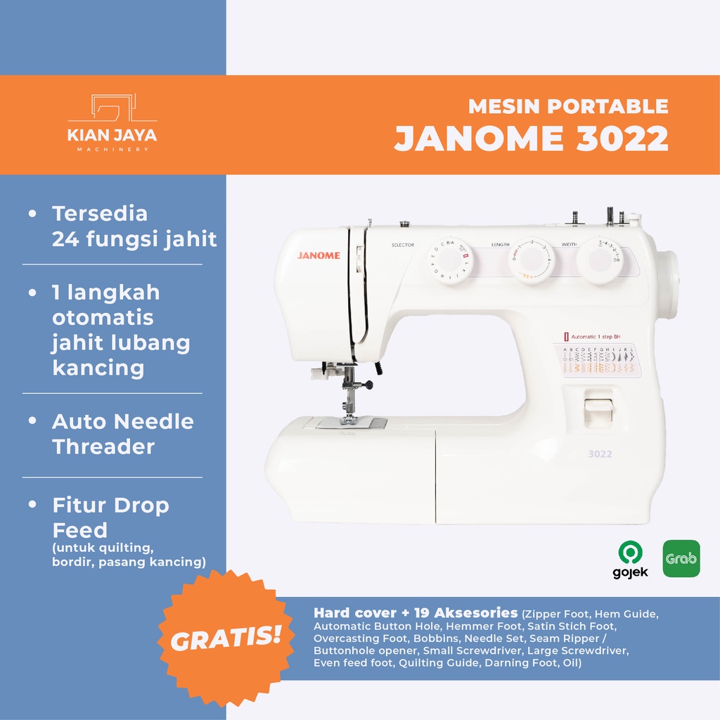 Jual Mesin Jahit Portable Janome 3022 | Shopee Indonesia