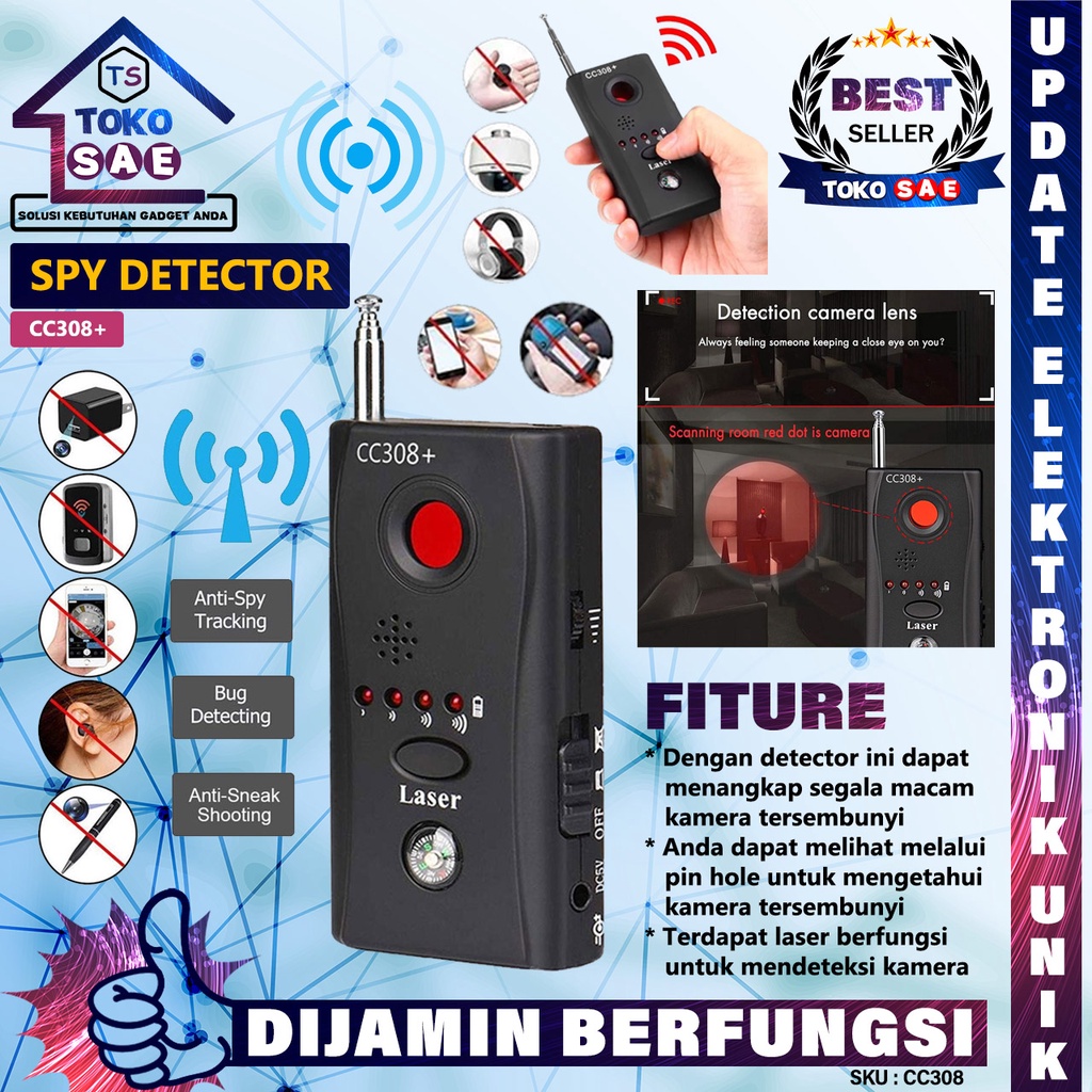 Jual Detector CC308+ Alat Untuk Mendeteksi Spy Camera CCTV sinyal GPS ...