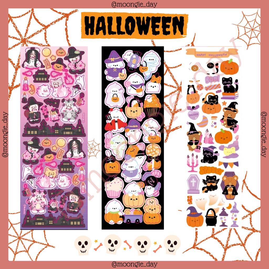 Jual 1 LEMBAR STICKERS TEMA HALLOWEEN SCARY PUMPKIN CUTE GHOST HANTU ...