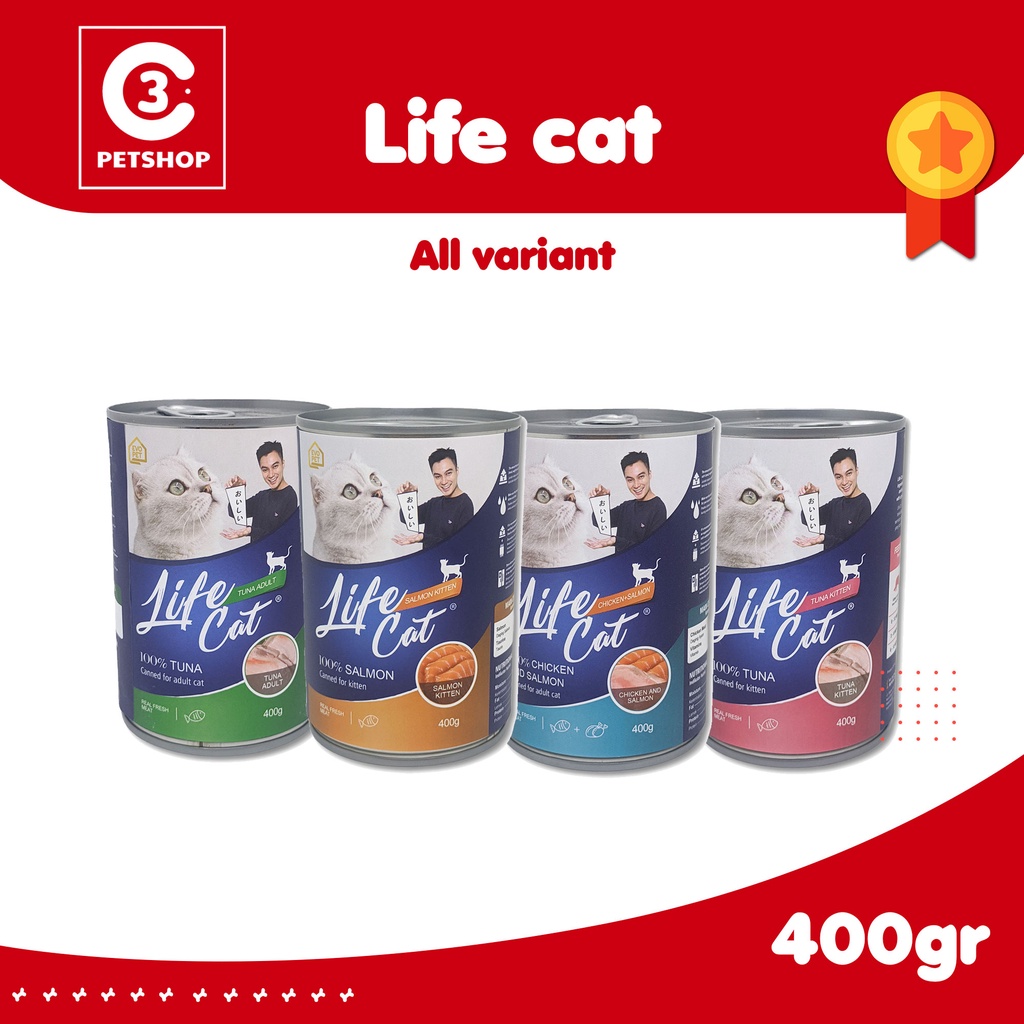Jual Makanan kucing basah Life Cat kaleng All Variant 400gr | Shopee ...