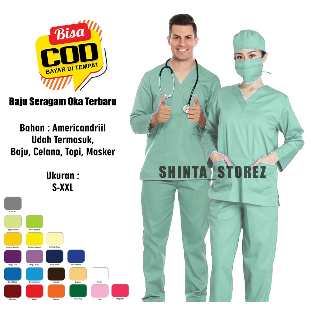 Jual Jual Baju Oka Ok Baju Jaga Dokter Baju Perewat Lengan Panjang Pria Dan Wanita Shopee 