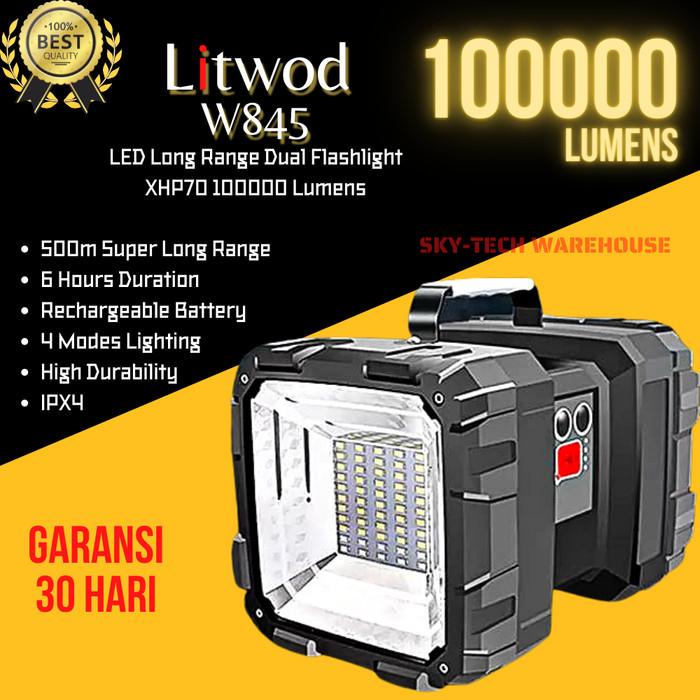 Jual Senter Super Terang 100K Lumens - 2 Kepala - LED XHP70 + 55 SMD ...