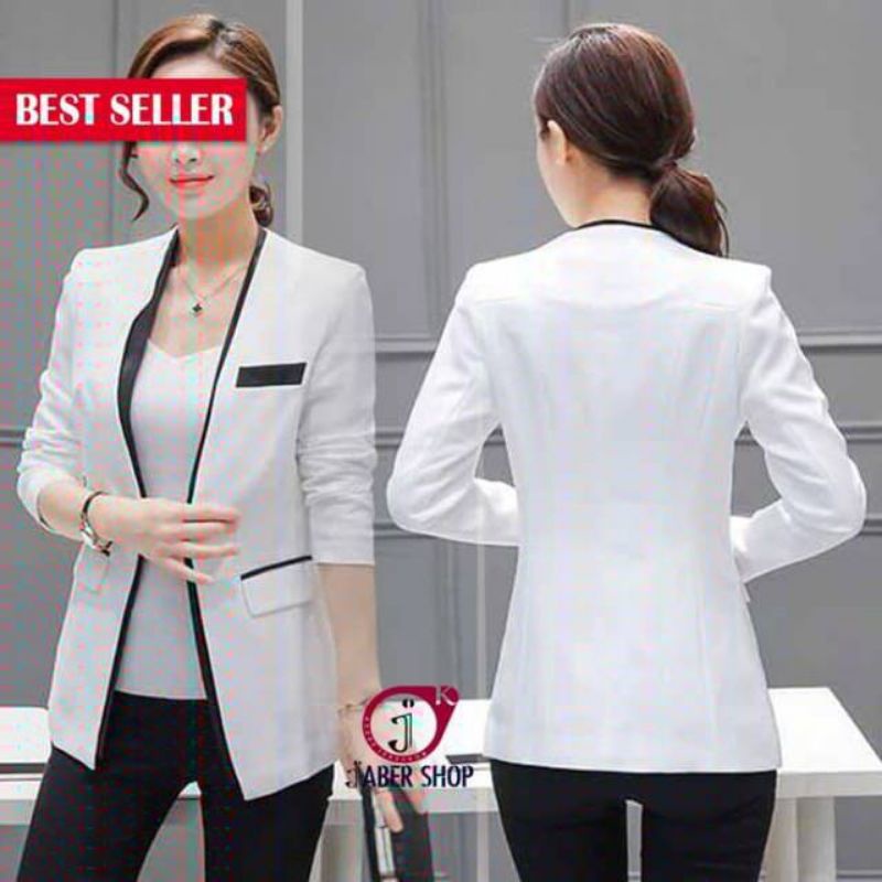 Jual Jas wanita formal / blazer cewek putih | Shopee Indonesia