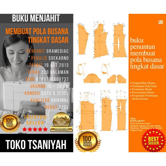 Jual Buku Penuntun Membuat Pola Busana Tingkat Dasar/Buku Menjahit ...