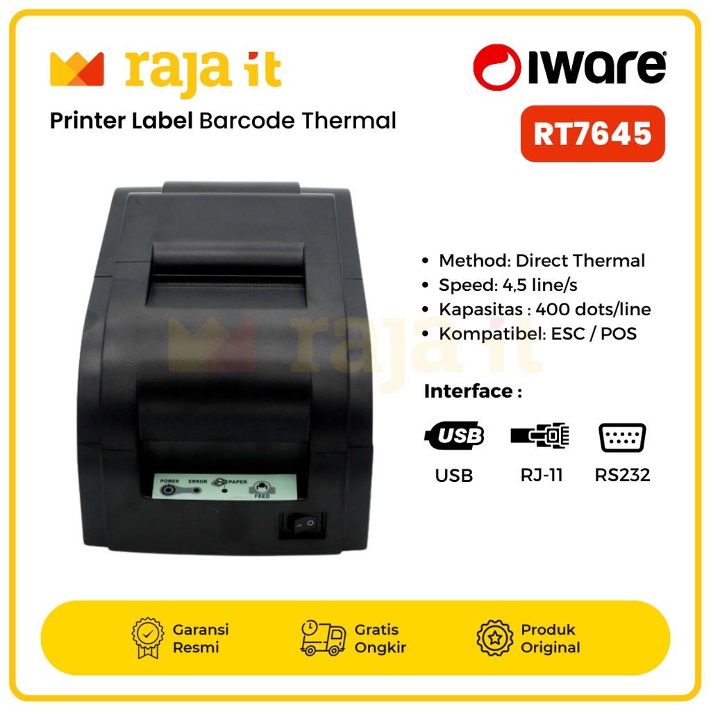 Jual Iware Printer Dot Matrix Rt 7645 Pos Kasir Struk Rt7645 Usb Serial Shopee Indonesia 7165