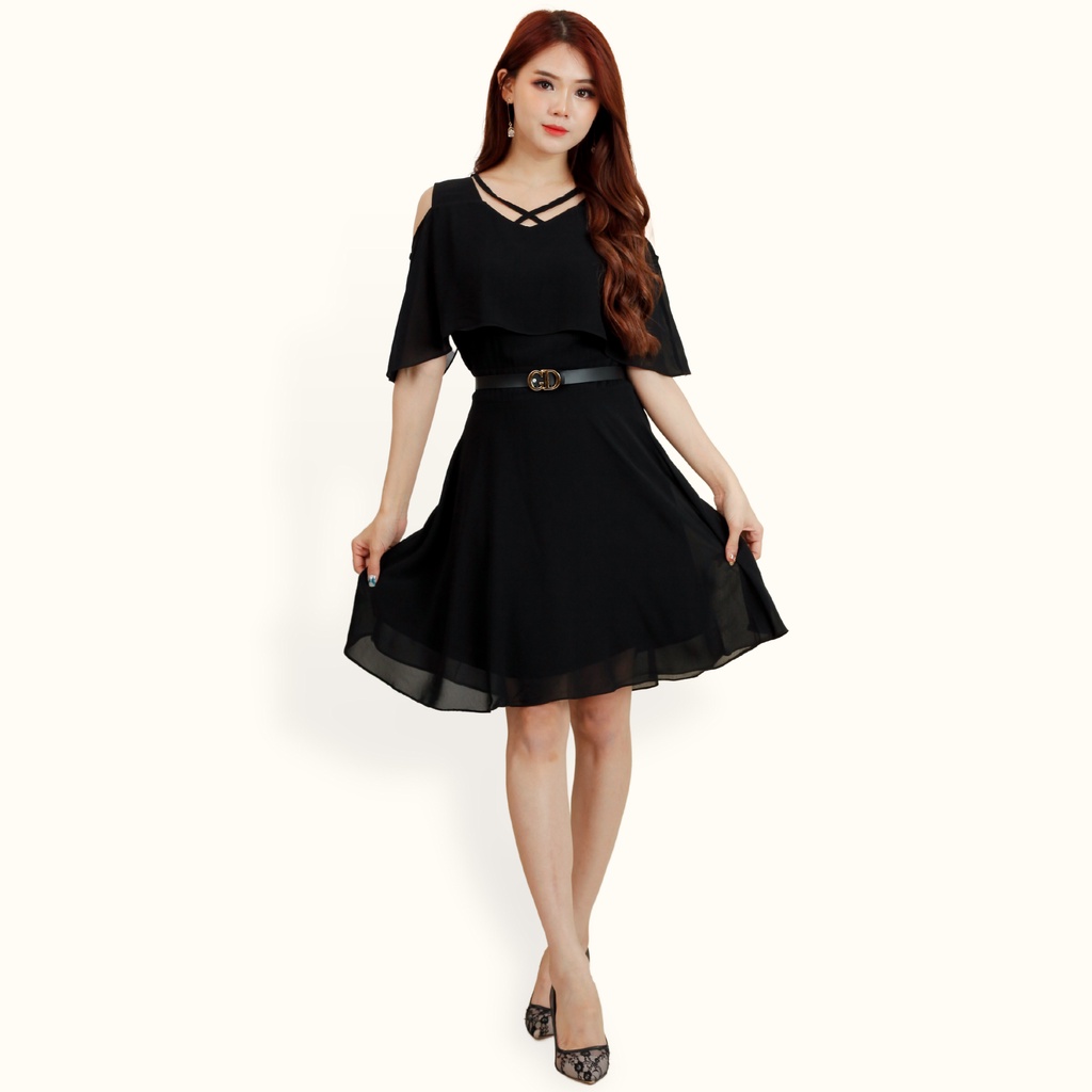 Jual Midi Dress lengan pendek sifon Wanita Gaya Korea Model terbaru - Envy  | Shopee Indonesia