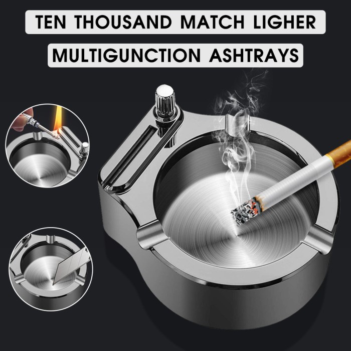 Retro Metal Ashtray Ten Thousand Match Lighter Multifunction