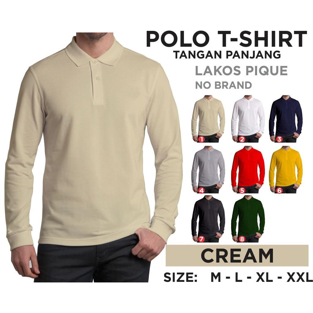 Jual Liso Wear Kaos Kerah Pria Polo Shirt Panjang Kaos Seragam Polos Dewasa Lengan Panjang