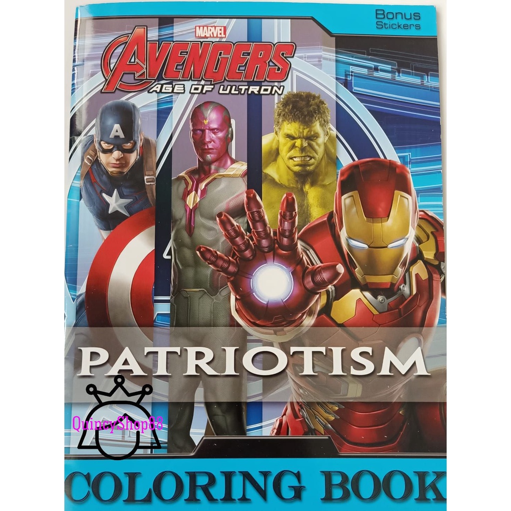 Jual Buku Mewarnai/ Coloring Book Marvel Avengers " Patriotism"+ Bonus