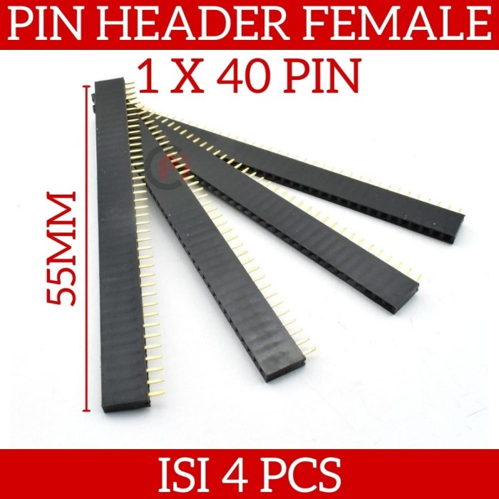 Jual Isi 4 Pcs Pin Header Female 40 Pin Single Row 1x40 Pin Lurus 2 ...