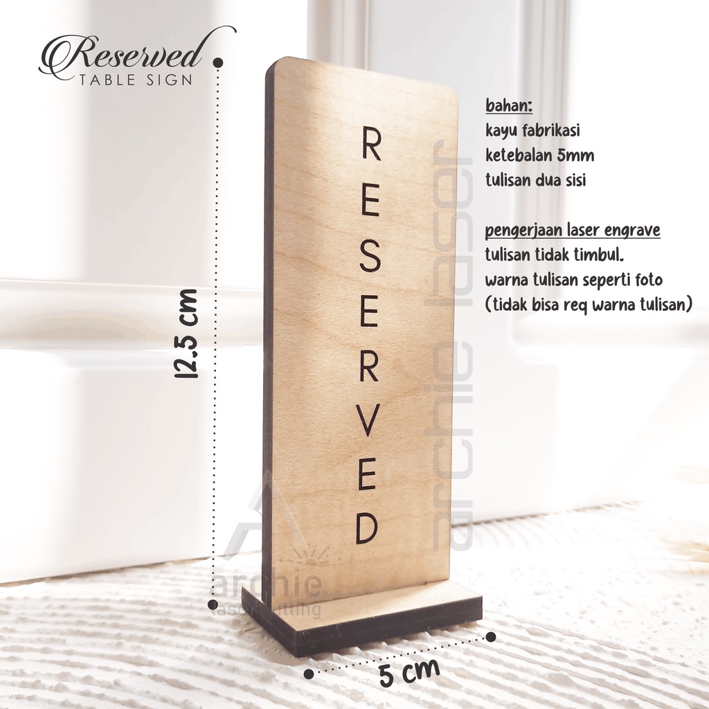 Jual Kayu Tanda Reserved / Papan Meja / Reserved Sign / Desk Sign ...