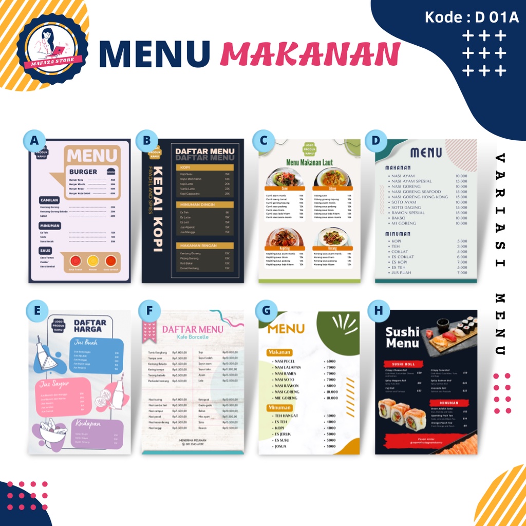 Jual Daftar Menu Makanan Requst / List Makanan Dan Minuman Cetak Menu ...