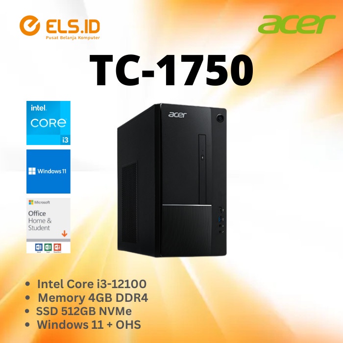Jual PC Tower Acer TC-1750 i3-12100 (LED 20' V206HQL) | Shopee Indonesia