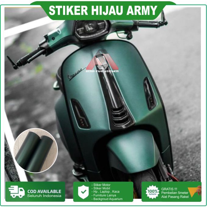 Jual Skotlet Motor Metalik Doff Hijau Army Sticker Scotlite Motor Warna