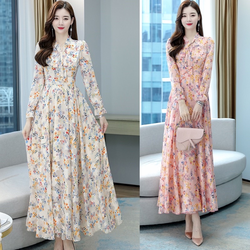 Jual CANDY Long Floral Dress Korea Import 6898 Shopee Indonesia
