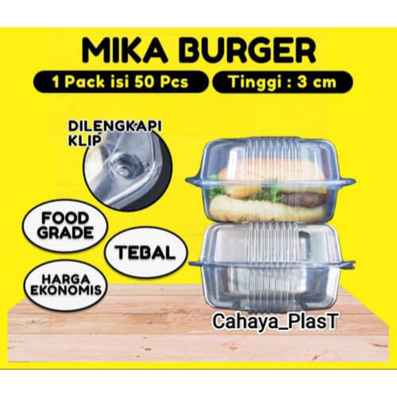 Jual isi 50pcs MIKA hamburger / mika roti / mika bolu plastik bening ...