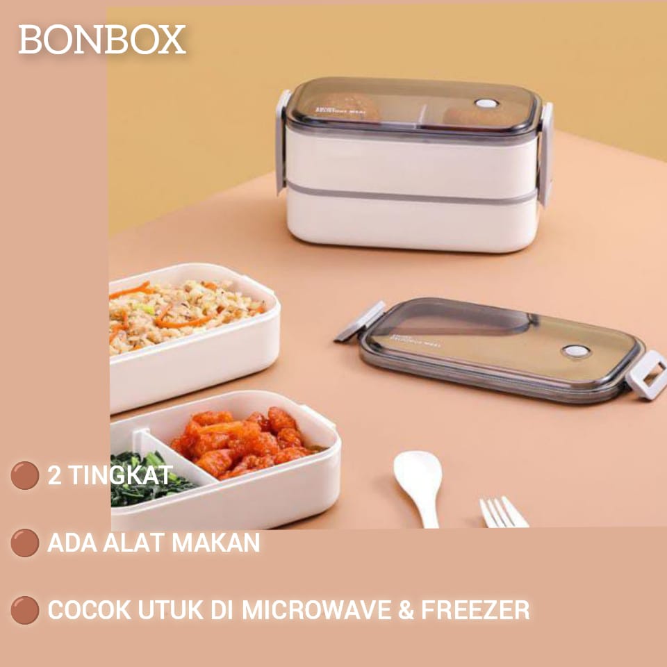 Jual Bonbox Kotak Makan 2 Tingkat Lunch Box Susun Microwaveable Food ...