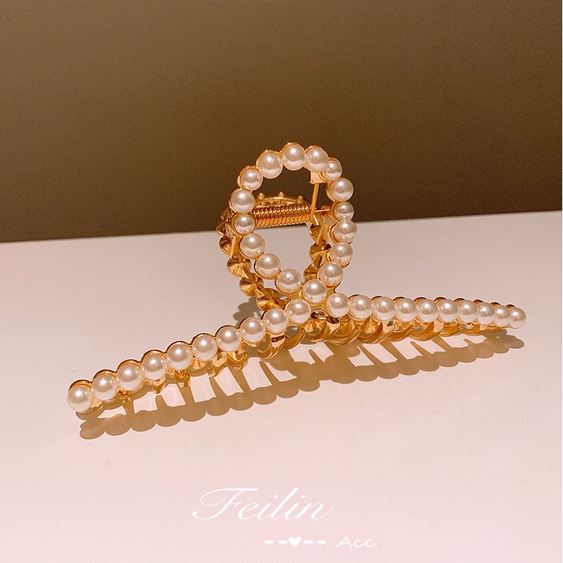 Jual Town Shell - Raven Claw Korean Pearl Metal Hair Claw / Jepit ...