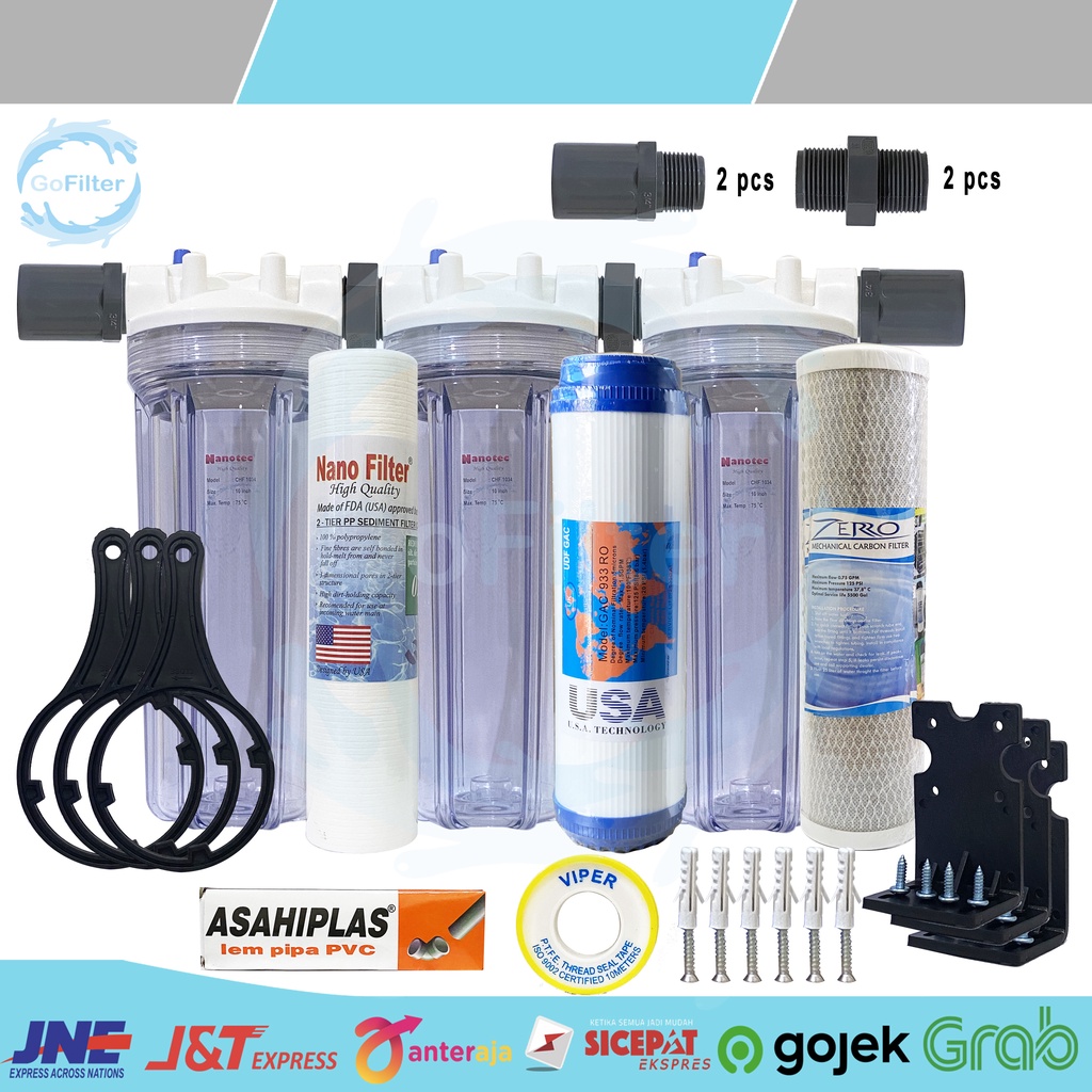 Jual PAKET FILTER AIR SIAP PAKAI 3 TAHAP AIR KOTOR, KERUH, SUMUR, PAM ...