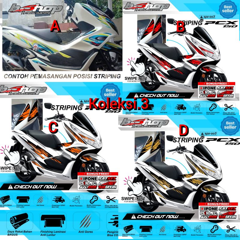 Jual Striping PCX 150 Koleksi Gambar Ples Contoh Pemasangan | Shopee