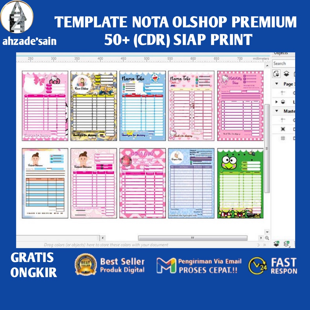 Jual Desain Template Nota Olshop 50 Kekinian Format Cdr Coreldraw