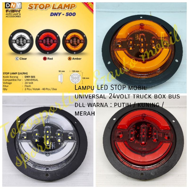 Jual Lampu STOP LED Bulat universal mobil 24volt box truck bus Elf stop ...