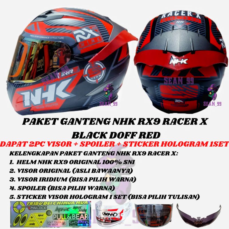 Jual Helm Nhk Rx Racer X Nhk Rx Nine Black Doff Red Double Visor Full Face Original Sni Paket