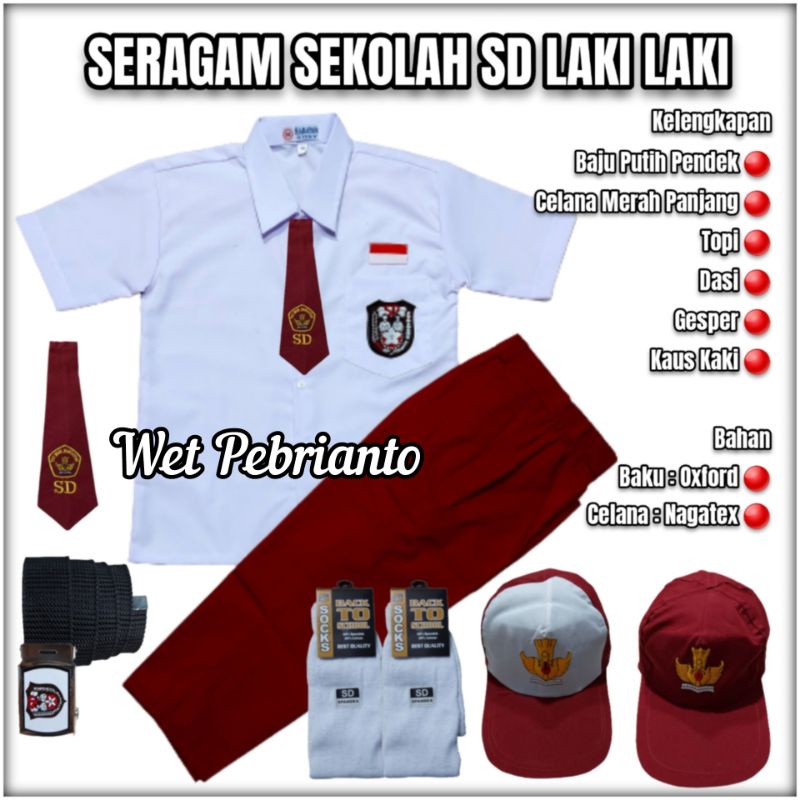 Jual Setelan Seragam Sekolah SD Anak Laki Laki Baju Pendek PUTIH Celana ...