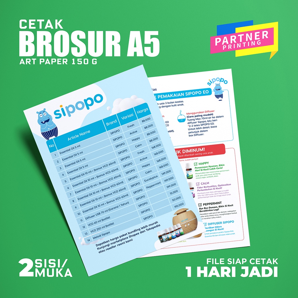 Jual Cetak Brosur A5 2 Sisi Art Paper 150 Gsm Shopee Indonesia