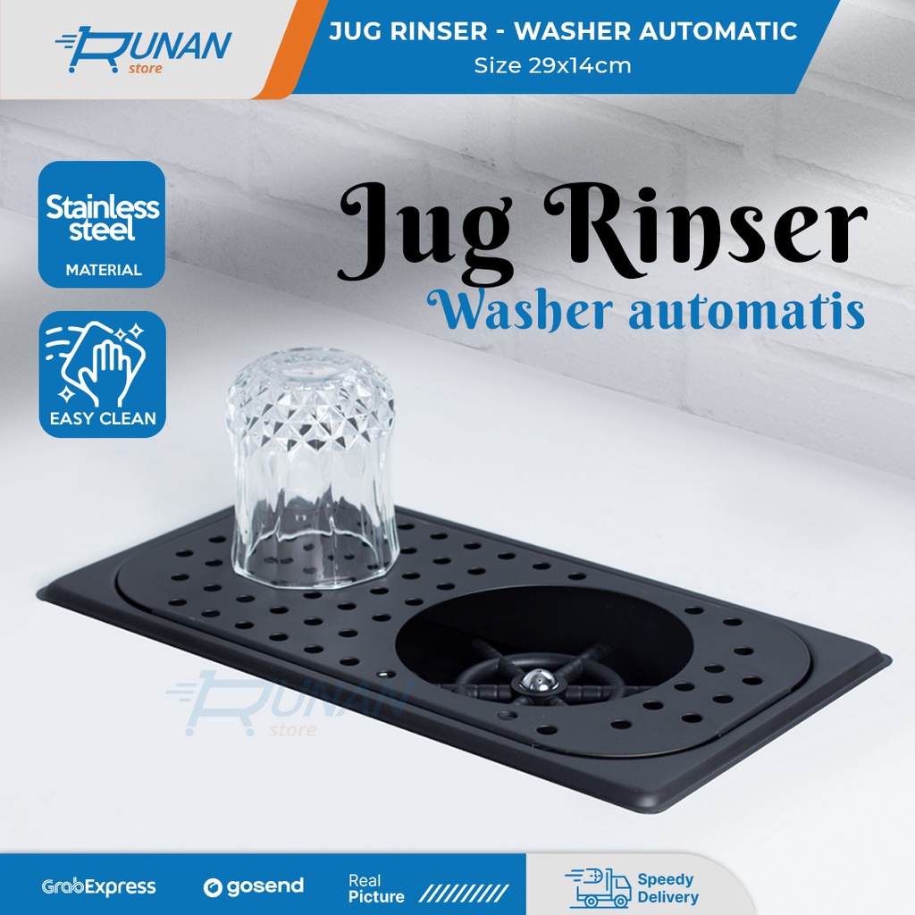 Jual Jug Rinser with Drip Tray Stainless 32.5cm Glass Rinser Washer Cup ...
