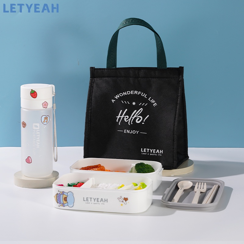 Jual Letyeah Lunch Box Set Portabel Ml Tempat Kotak Makan Set Dengan Ml Botol Minum Tas