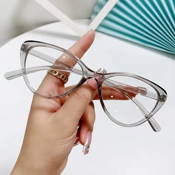 Kacamata Korea Wanita Kacamata Anti Radiasi Pria Wanita Fashion Cat Eye Retro Flat Eyeglasses
