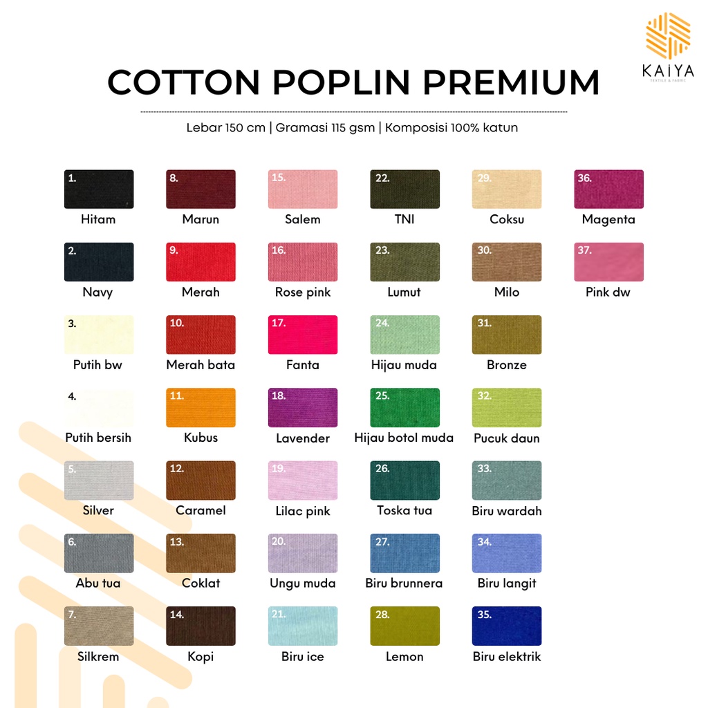 Jual Bahan Kain Katun Cotton Poplin premium per 0.5 meter | Shopee
