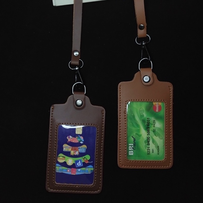 Jual Name Tag ID Card Holder Kancing Kulit Lanyard Termurah Berkualitas