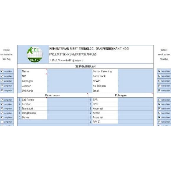 Jual Aplikasi Excel Cetak Slip Gaji Shopee Indonesia