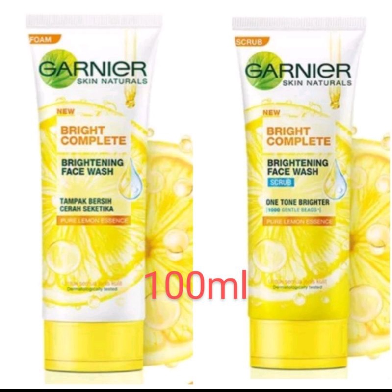 Jual GARNIER BRIGHT COMPLETE 100ml FACE WASH FOAM SCRUB Shopee