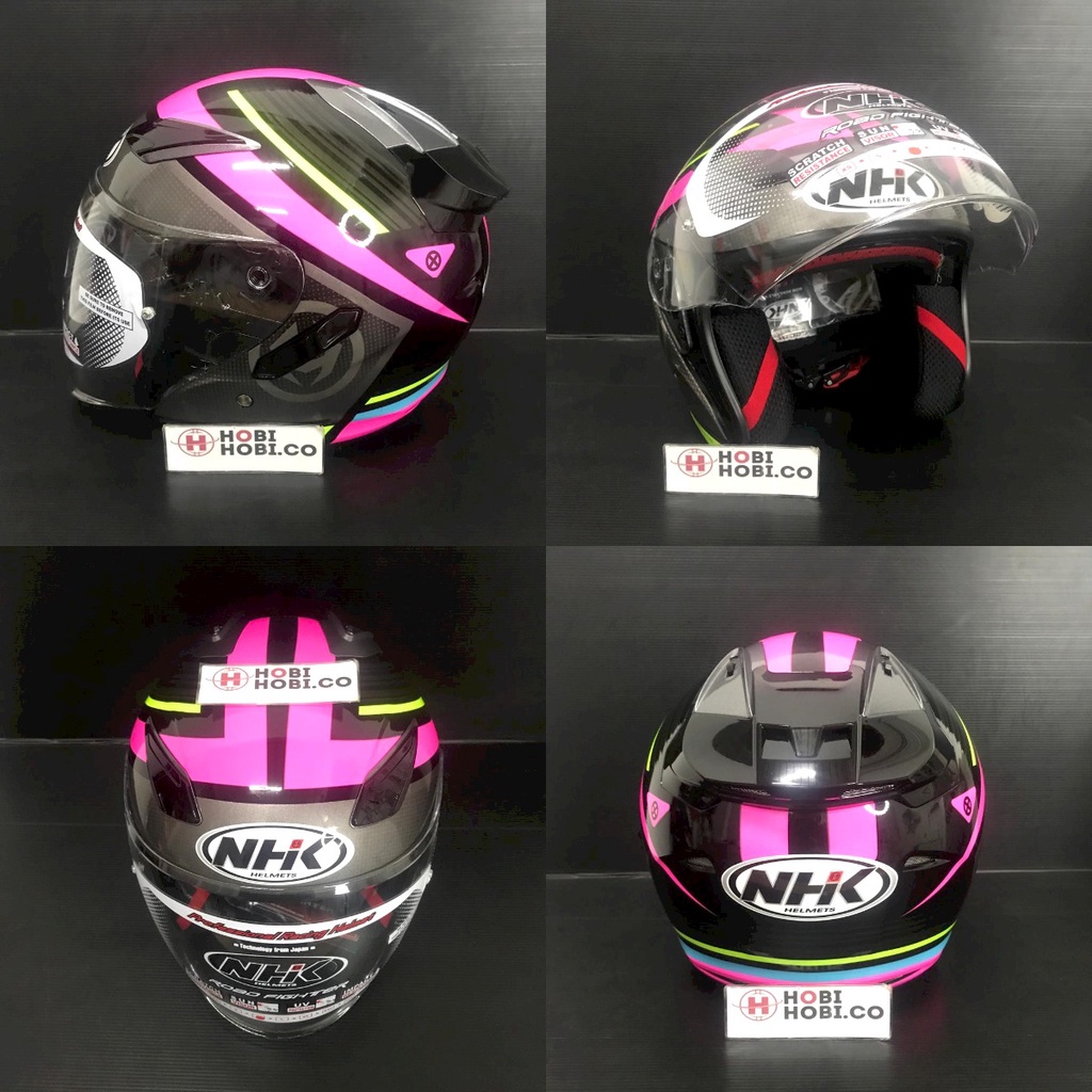 Jual HELM NHK R1 MOTIF ECTO BLACK PINK DOUBLE VISOR R1 | Shopee Indonesia