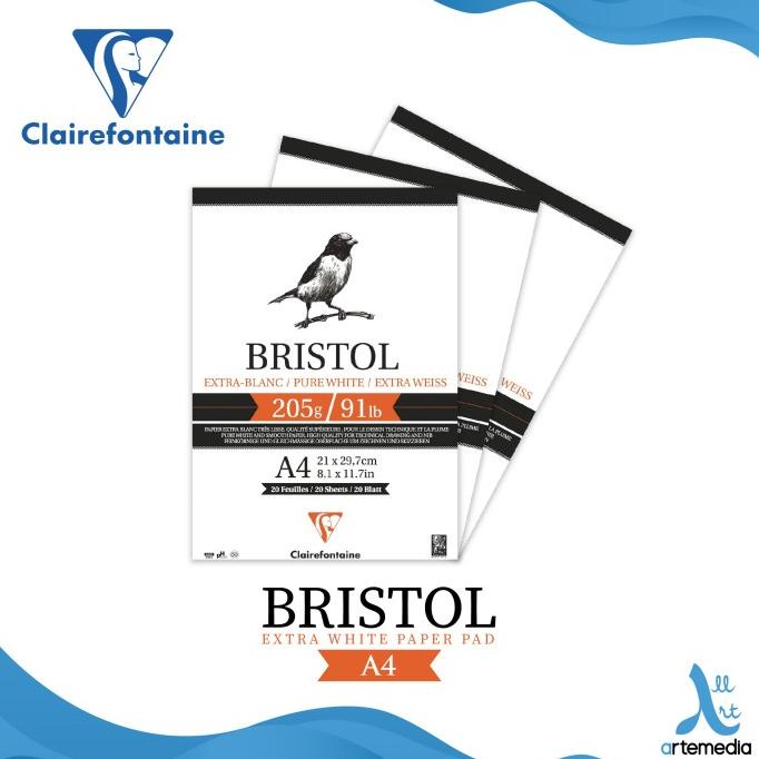 Clairefontaine Bristol Papier – A3, Extra Glad, 205 G/m², 50 Vellen, Zuurvrij, Voor Technisch Tekenen Met Pen Of Potlood
